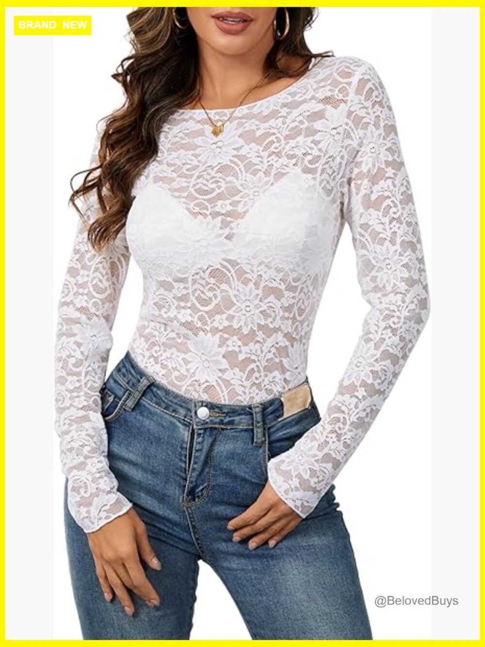 Sheer Floral Mesh Long Sleeve Blouse - Sexy See Through Layering Top